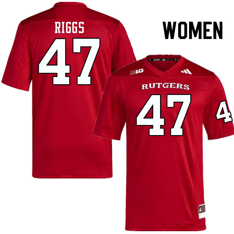 Women #47 Austin Riggs Rutgers Scarlet Knights 2024 College Football Jerseys Stitched-Scarlet